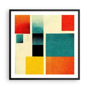 Plagát v čiernom ráme - Geometrická abstrakcia – dobrá energia - 60x60 cm