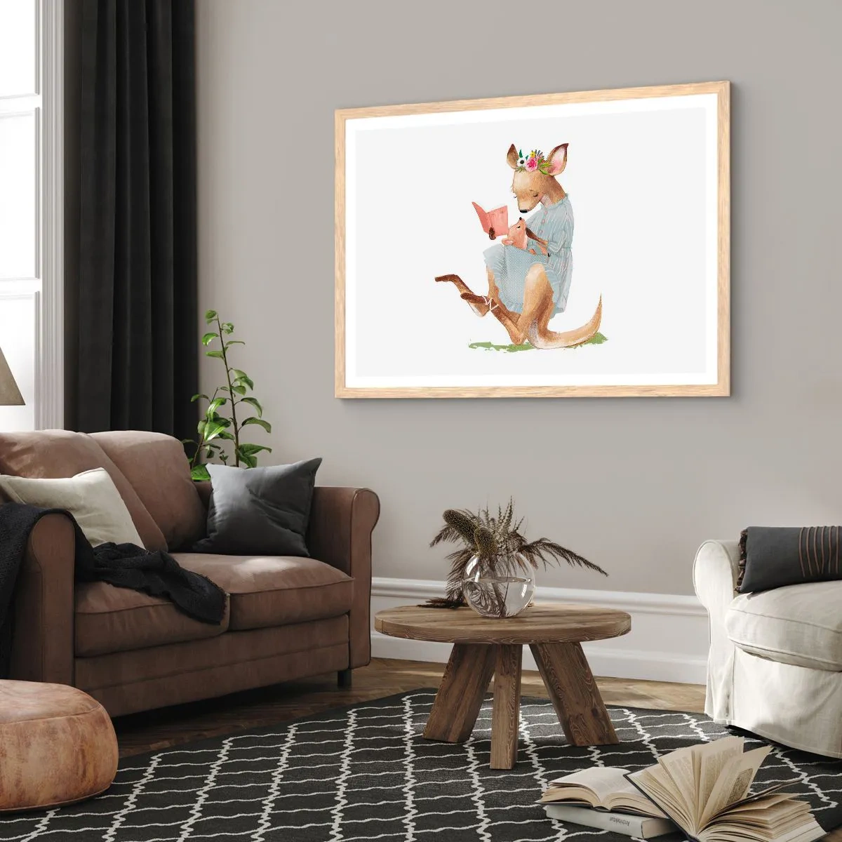 Plagát v ráme zo svetlého duba - Prečítaj mi, mama - 100x70 cm