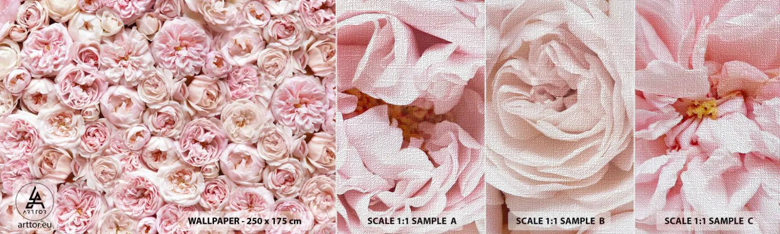 Vzorka fototapety Premium Canvas - Vydláždená ružami - Kvety, Pastel, ruže - 100x30 cm