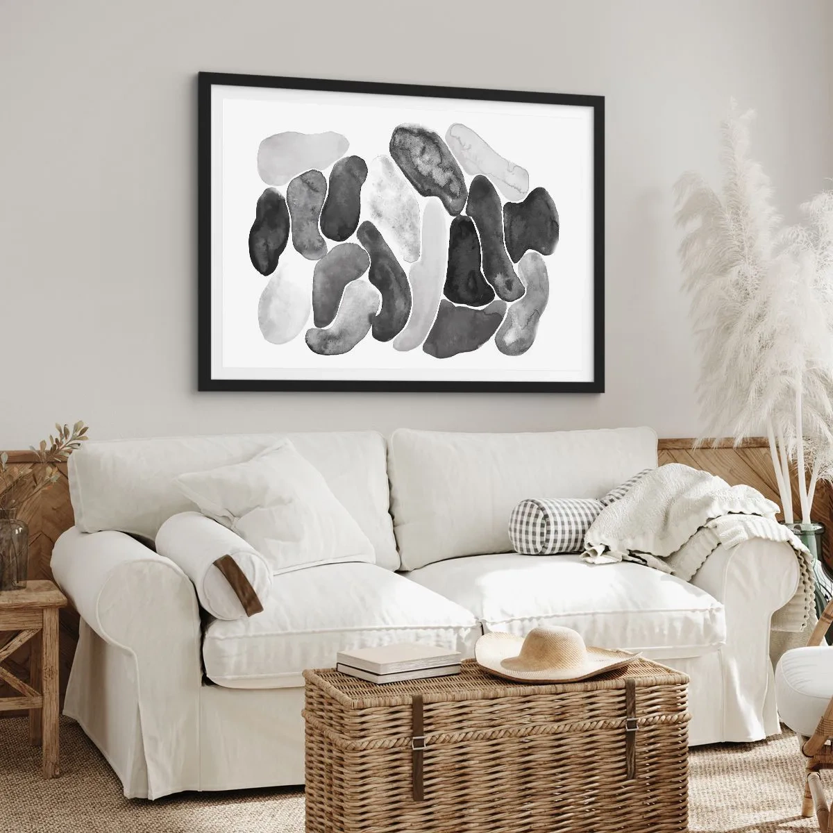 Plagát v čiernom ráme - Kamenistá abstrakcia - 40x30 cm