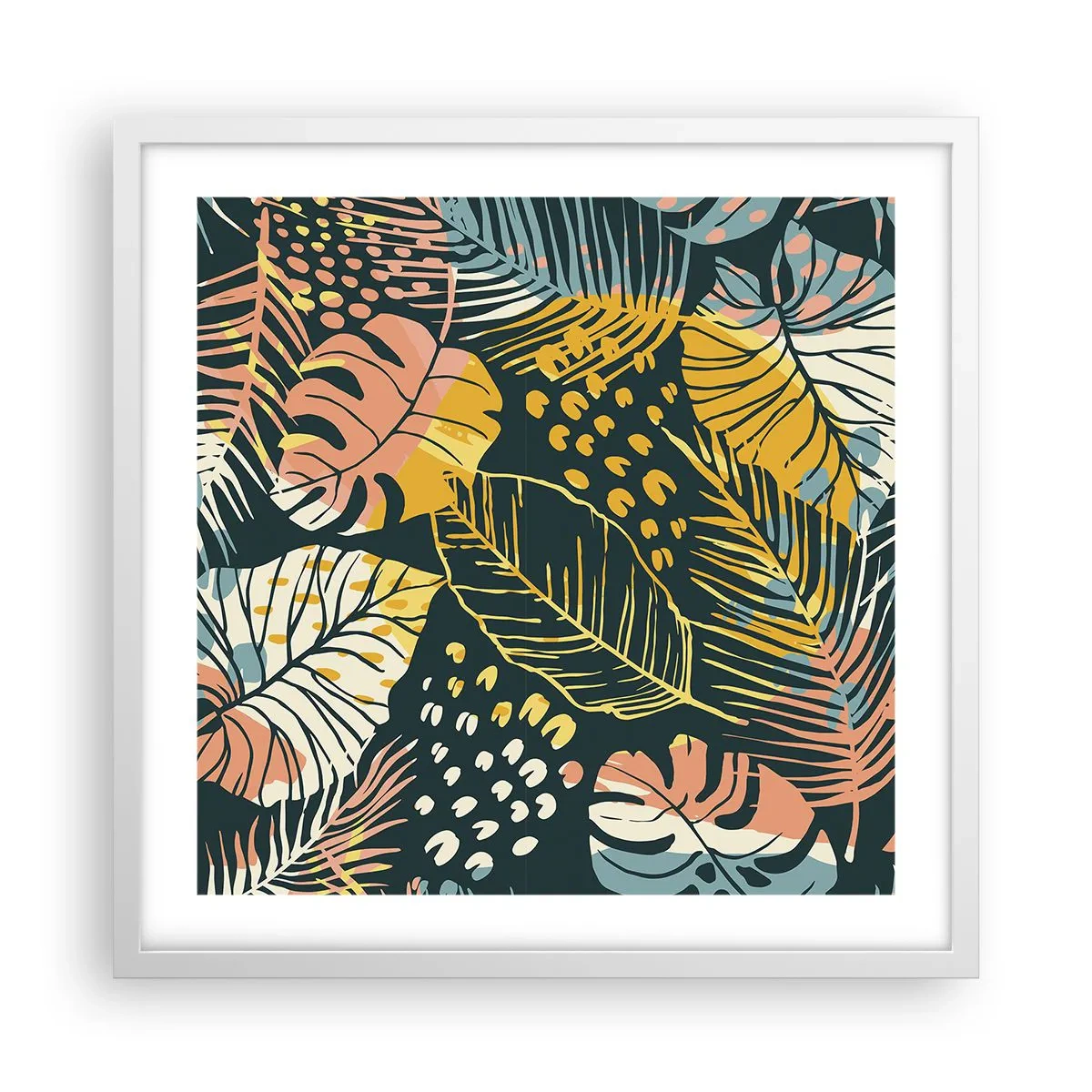 Plagát v bielom ráme - Listová fantázia - 50x50 cm