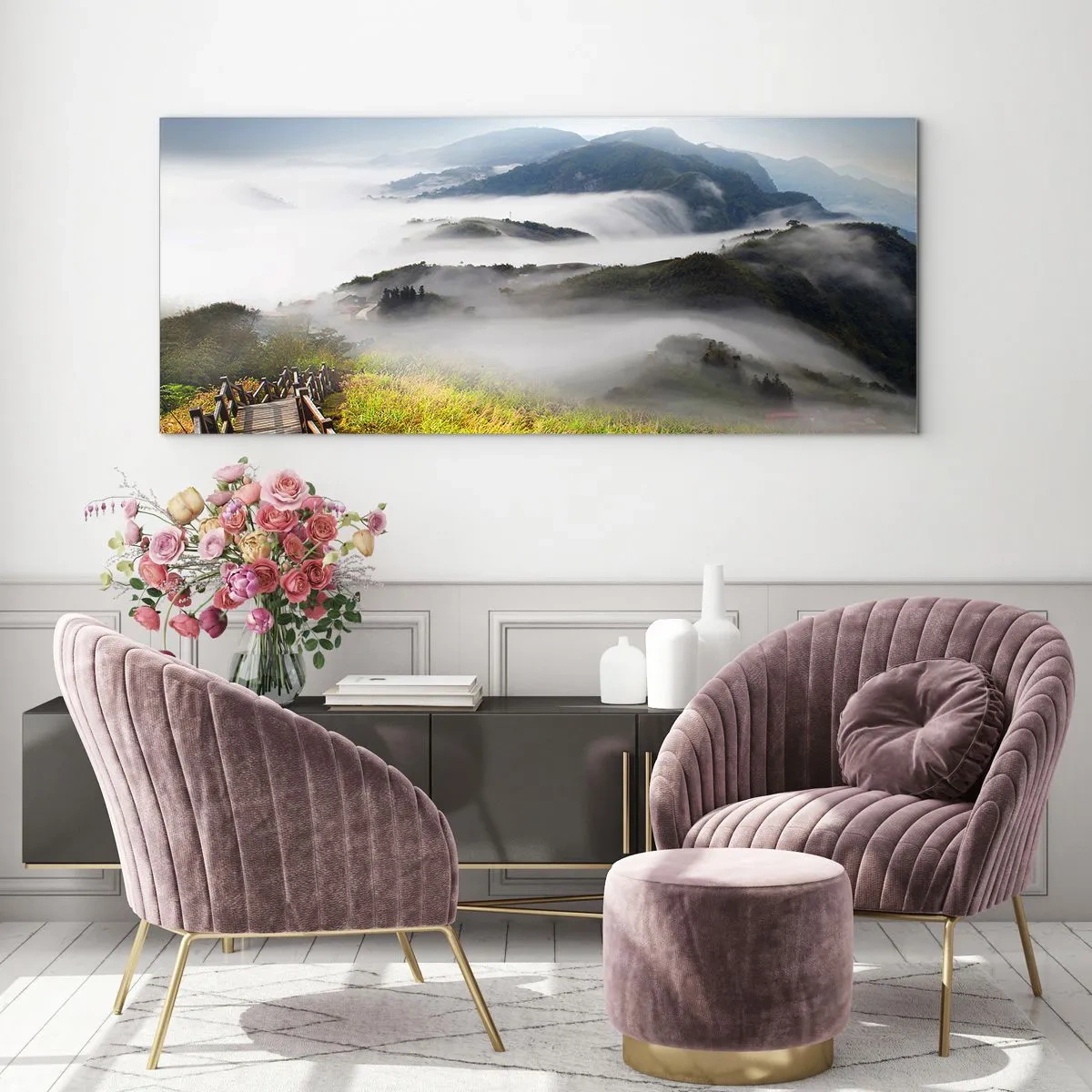 Obraz na skle - Utkané zo žiary a hmly - 140x50 cm