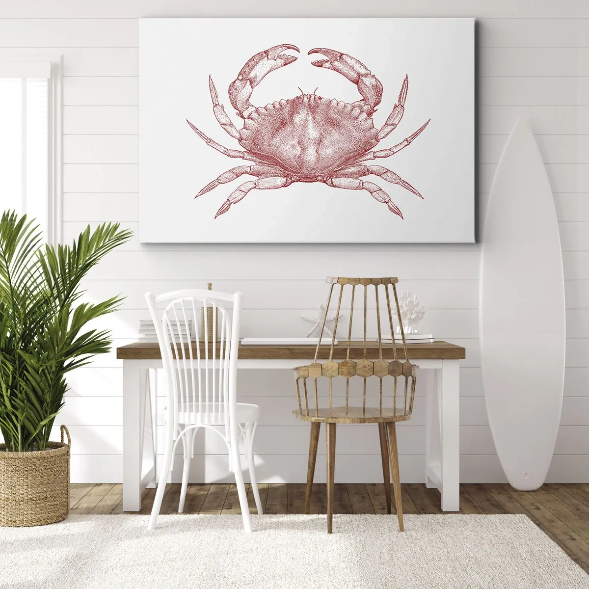 Obraz na plátne - Kresba kraba v červenom odtieni - 70x50cm - Krab nad kraby - Moderná nástenná dekorácia do obývacej izby a spálne ARTTOR