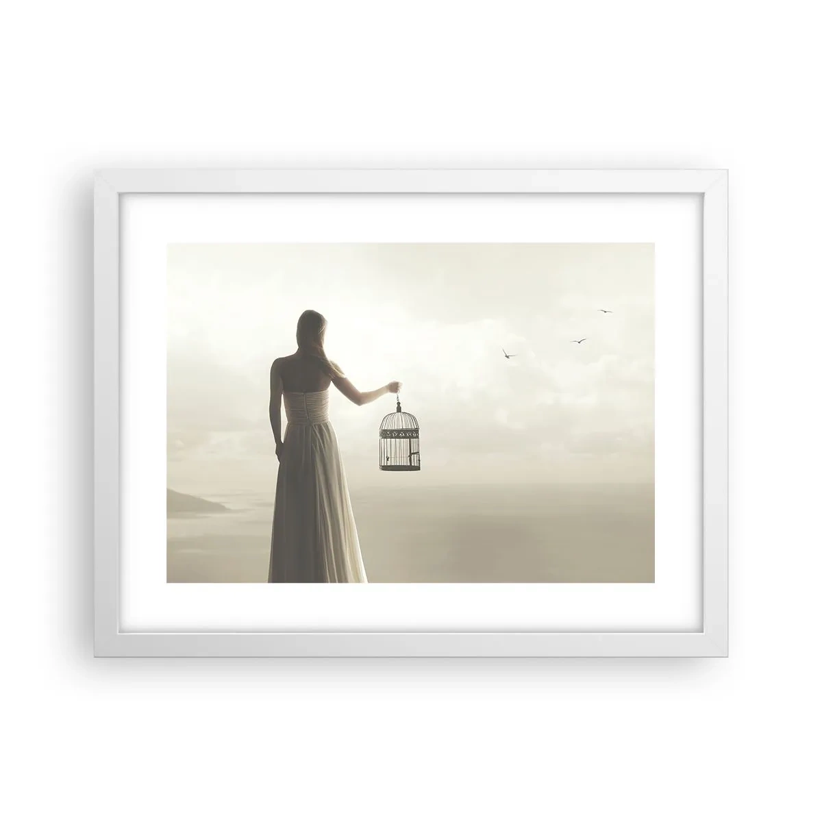 Plagát v bielom ráme - Buď slobodná - 40x30 cm