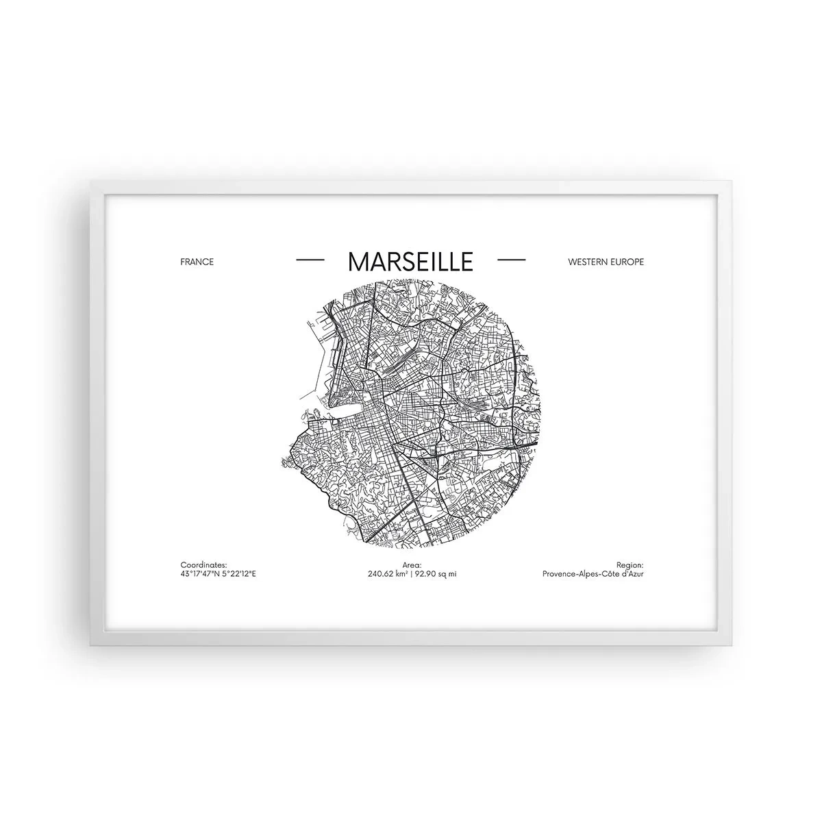 Plagát v bielom ráme - Anatómia Marseille - 70x50 cm