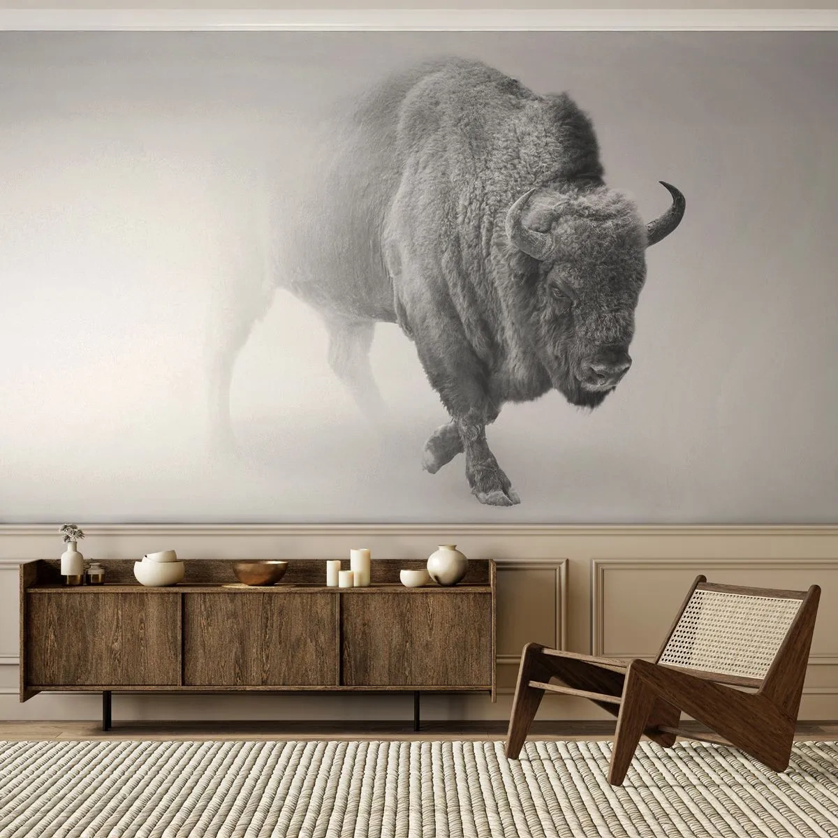 Fototapeta Premium Sand - Kráľ prérie - Wisent, Zvieratá, Bison - 100x70 cm