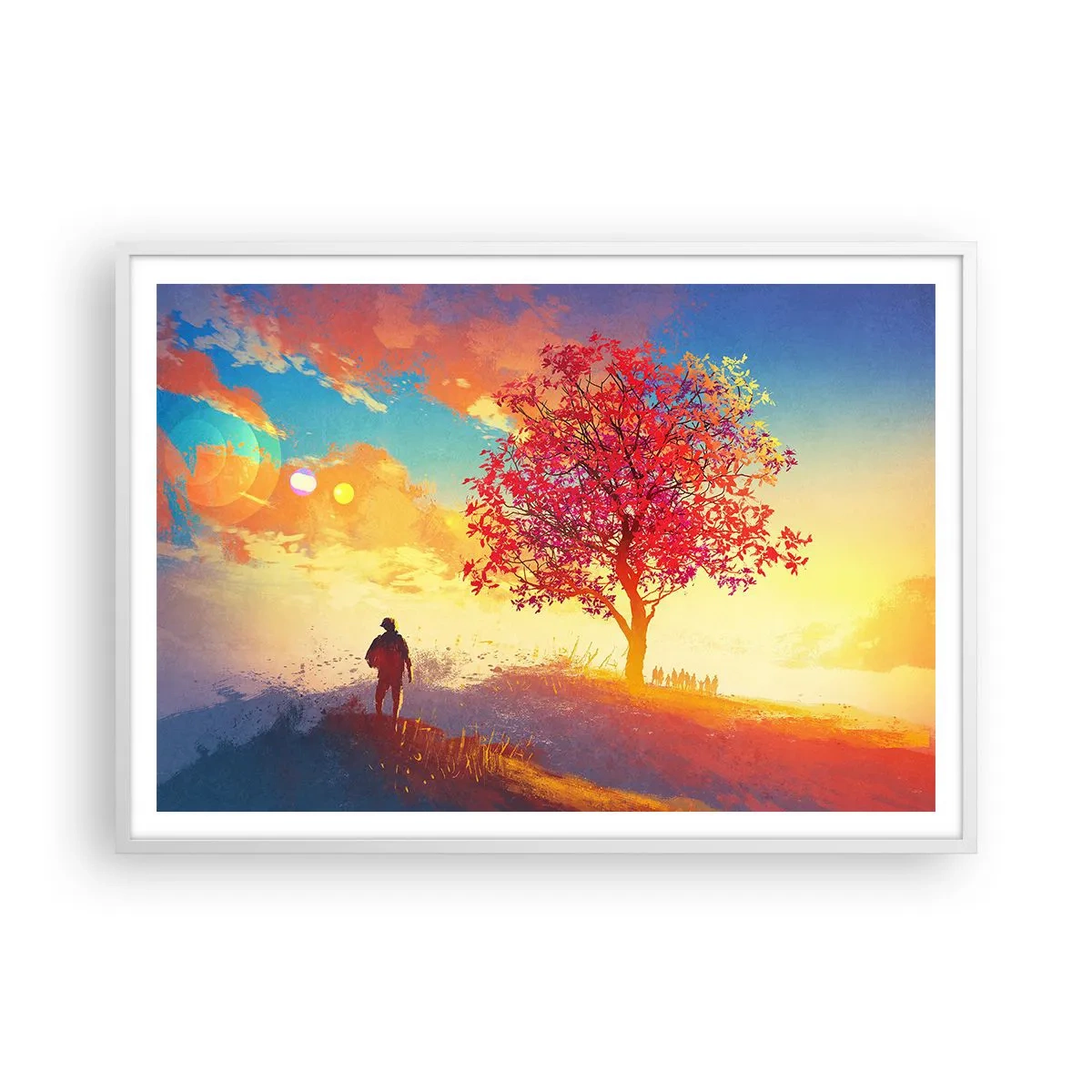 Plagát v bielom ráme - Pútnik pri cieli - 100x70 cm