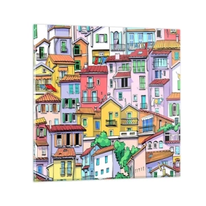Obraz na skle - Veselé mesto - 50x50 cm