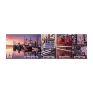 Vzorka fototapety Premium Canvas - Pred ďalším dňom - Rybársky prístav, Lode, Rybolov - 100x30 cm