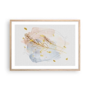 Plagát v ráme zo svetlého duba - Zlatý závan - 70x50 cm