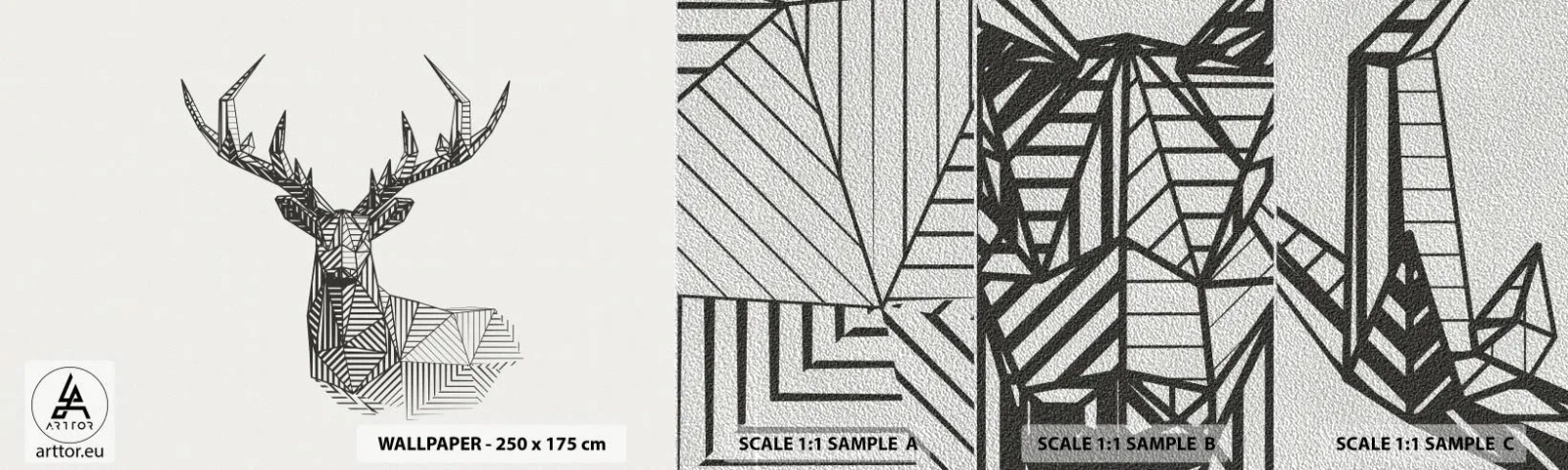 Vzorka fototapety Premium Sand - Jeleň v kubistickom štýle - Abstrakcia, Jeleň, Zvieratá - 100x30 cm