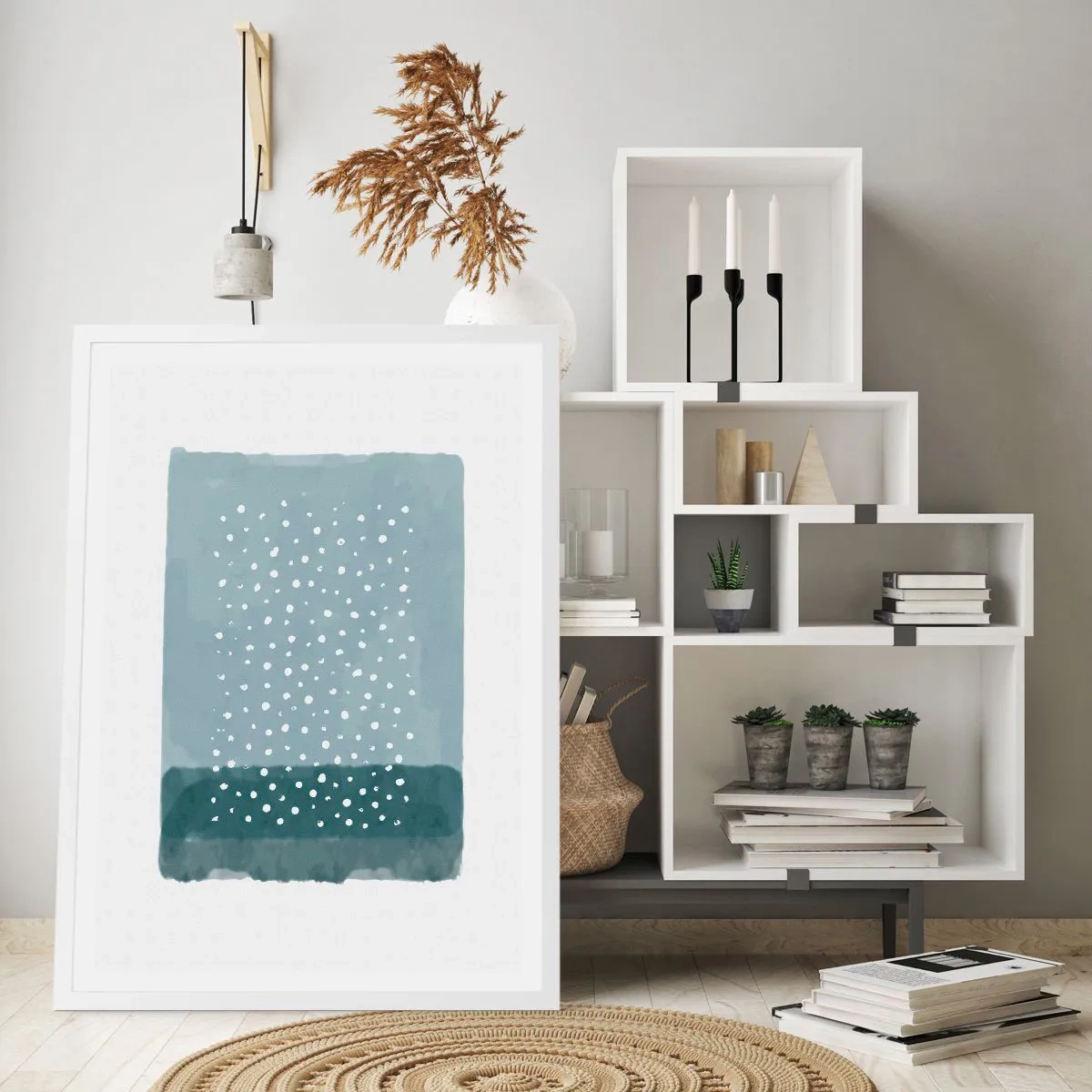 Plagát v bielom ráme - Pestované na modrej - 61x91 cm