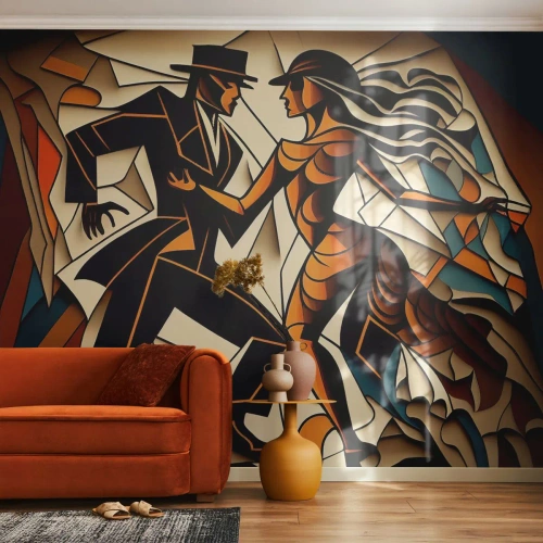 Fototapeta Premium Sand - Tanec vrelosti a vášne - kubizmus, Tancujte, Pár - 400x280 cm