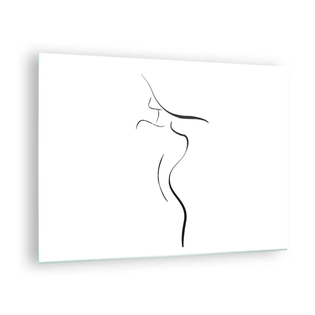 Obraz na skle - Minimalistický obrys ženskej siluety v čiernej a bielej farbe - 70x50cm - Nepolapiteľná ako vlna - Moderná nástenná dekorácia do obývacej izby a spálne ARTTOR