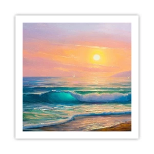 Plagát - Tyrkysová pieseň vĺn - 60x60 cm