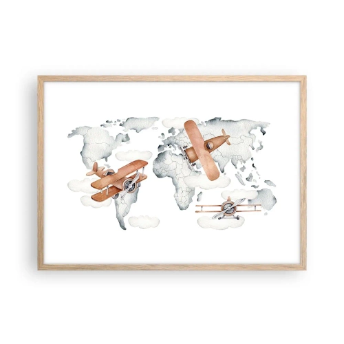 Plagát v ráme zo svetlého duba - V priekopníckom duchu - 70x50 cm