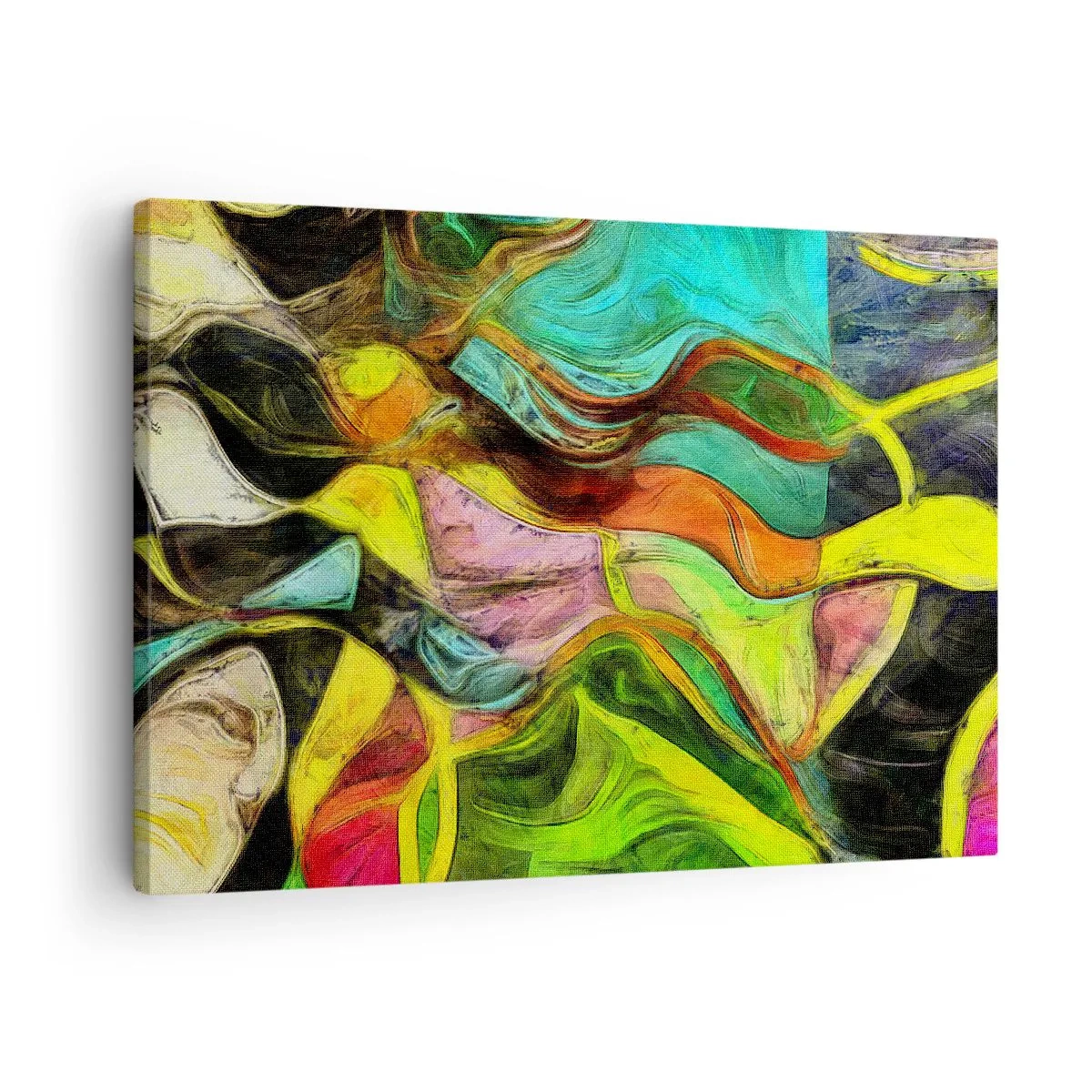 Obraz na plátne - Abstraktná kompozícia s farebnými škvrnami a dynamickými líniami. - 70x50cm - Pohyb je život - Moderná nástenná dekorácia do obývacej izby a spálne ARTTOR