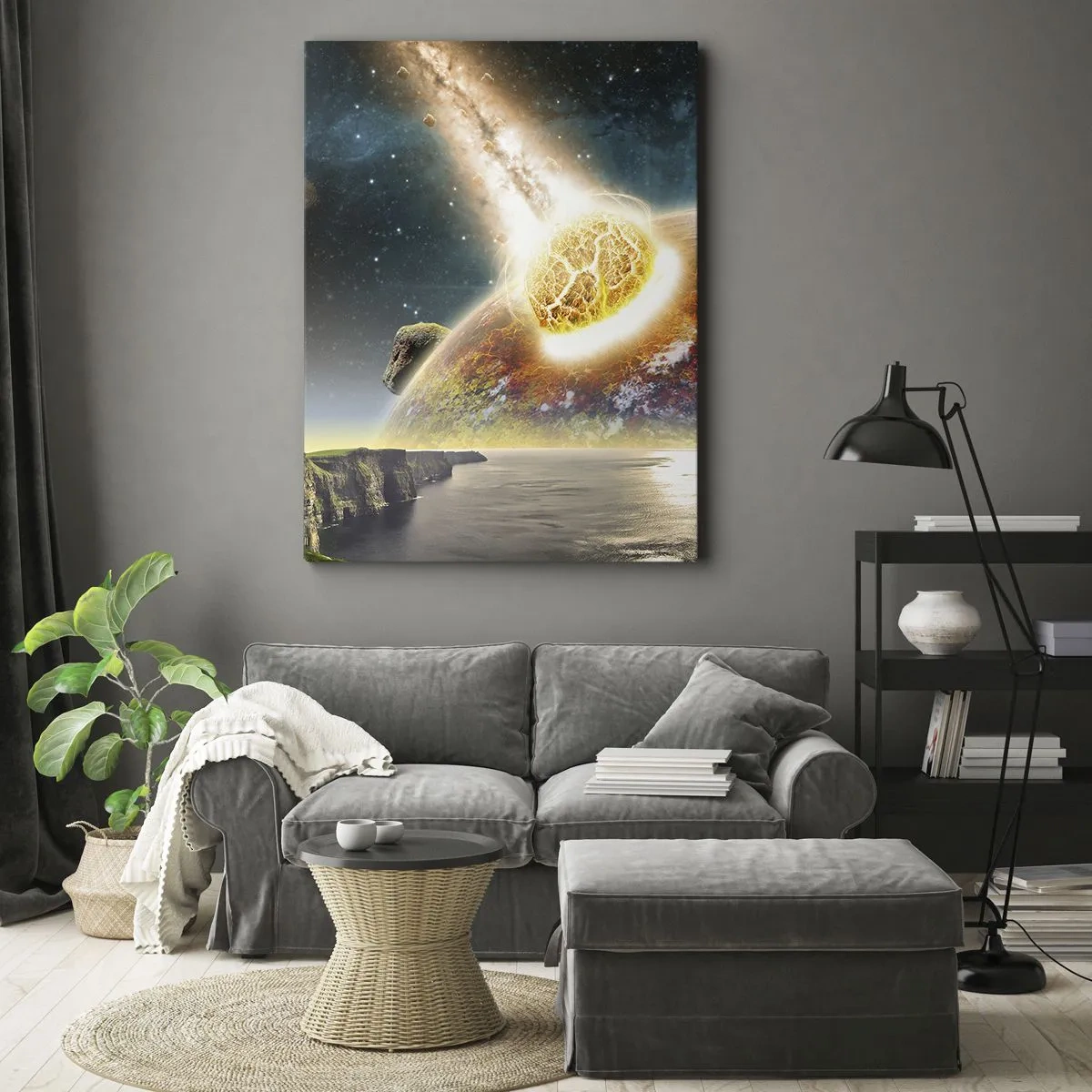 Obraz na plátne - Vesmírna dráma - 55x100 cm
