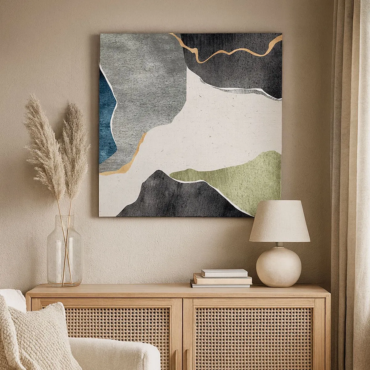 Obraz na plátne - Mozaiková kompozícia so zlatou niťou - 30x30 cm