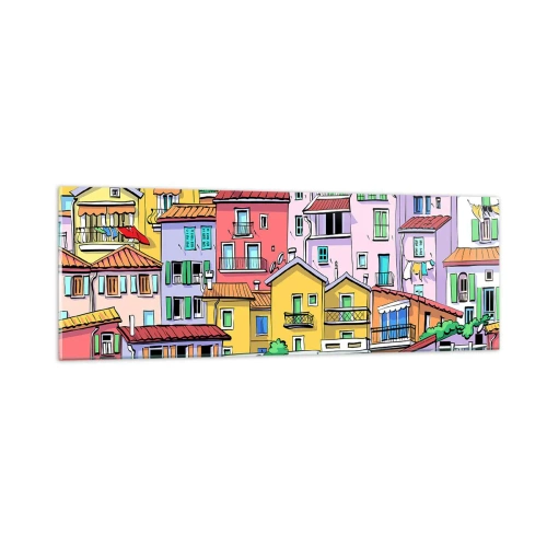 Obraz na skle - Veselé mesto - 90x30 cm