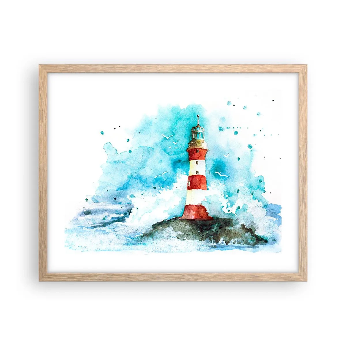 Plagát v ráme zo svetlého duba - Jednota živlov - 50x40 cm