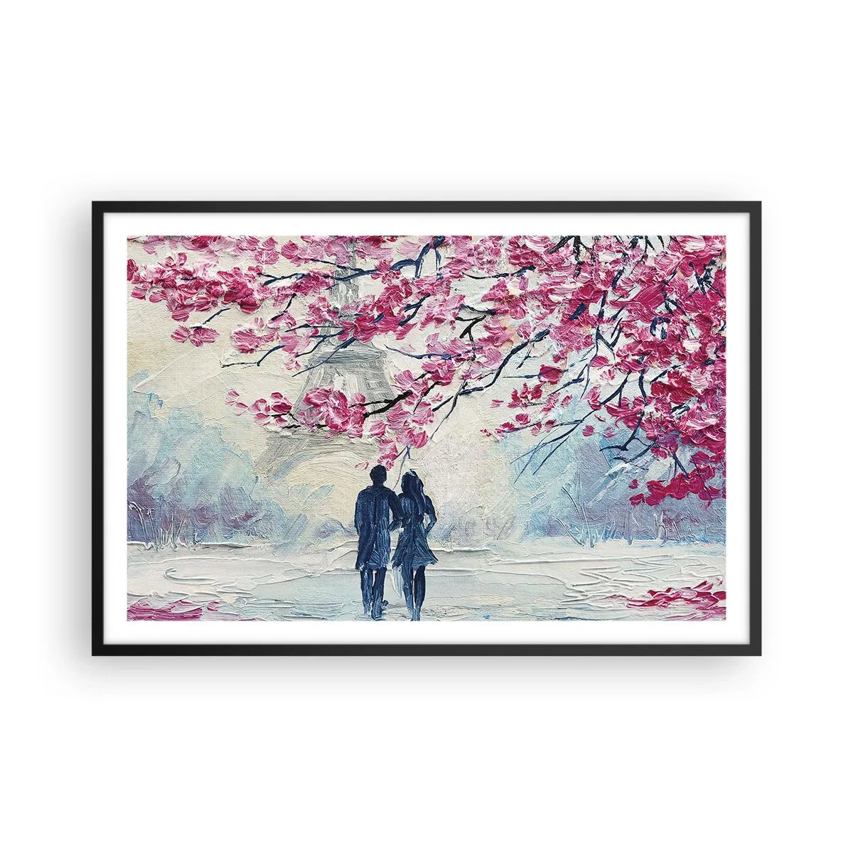 Plagát v čiernom ráme - Romantická prechádzka - 91x61 cm