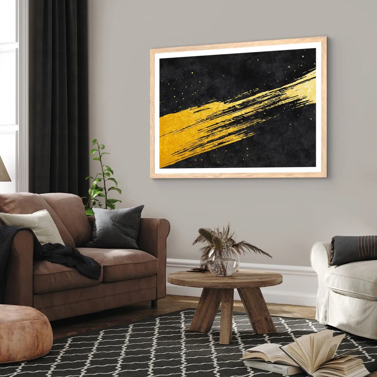 Plagát v ráme zo svetlého duba - Skok do hyperpriestoru - 100x70 cm