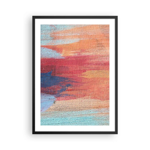 Plagát v čiernom ráme - Abstraktné ťahy farby v teplých a studených tónoch - 50x70cm - Stekať dúhou - Moderná nástenná dekorácia do obývacej izby a spálne ARTTOR