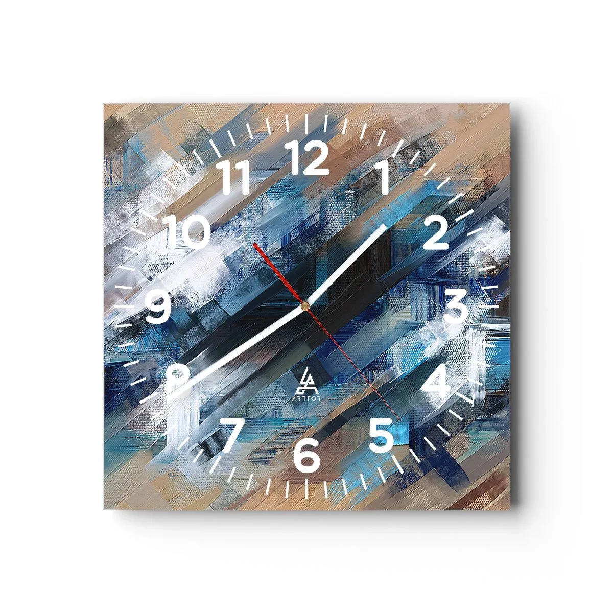 Nástenné hodiny - Modrá šikmosť - 40x40 cm