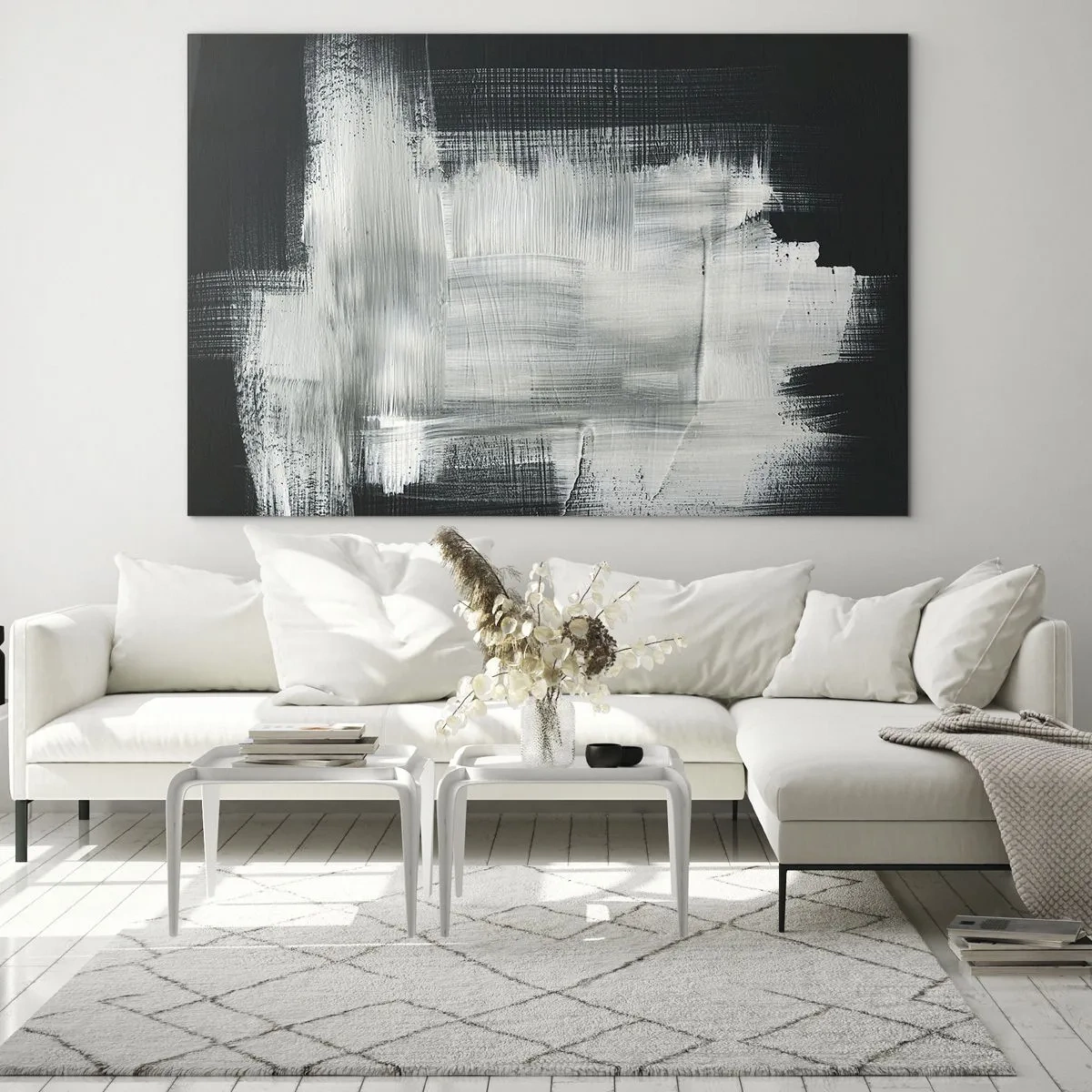 Obraz na skle - Utkané zvisle a vodorovne - 100x70 cm