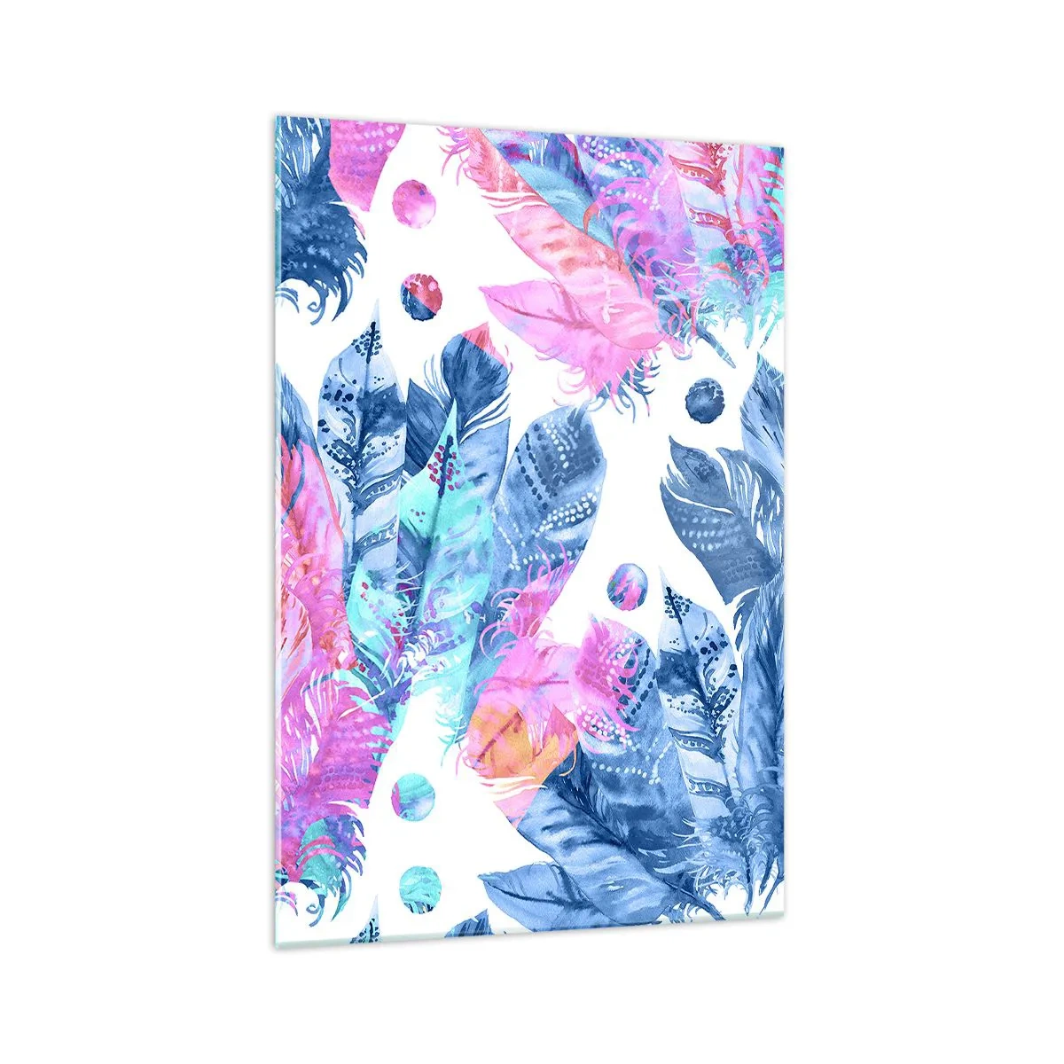 Obraz na skle - Chocholy v ružovej a blankytnej - 70x100 cm