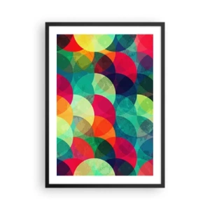 Plagát v čiernom ráme - Abstraktné, farebné kruhy, ktoré sa navzájom prekrývajú - 50x70cm - Vstúpiť do dúhy - Moderná nástenná dekorácia do obývacej izby a spálne ARTTOR