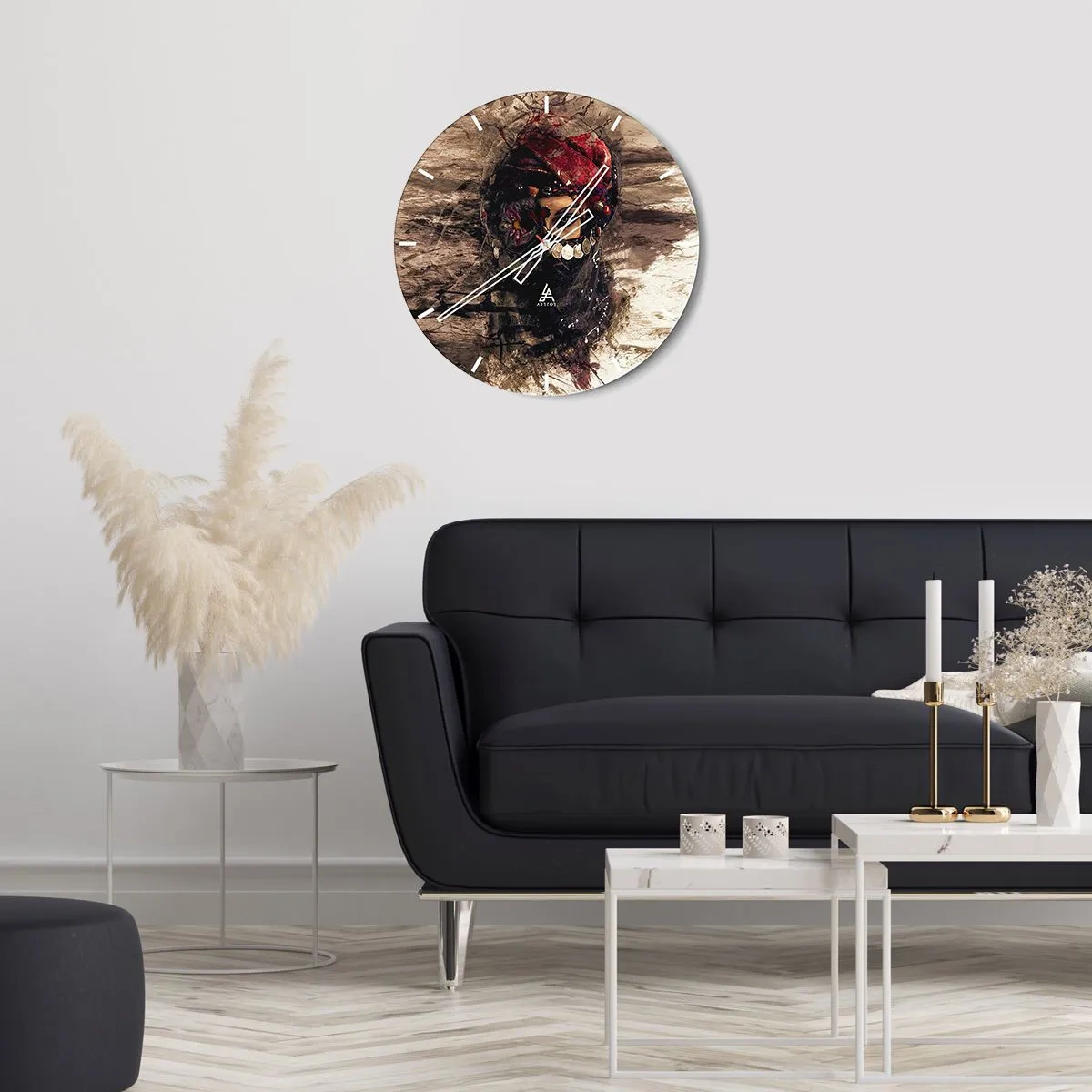 Nástenné hodiny - Umelecký portrét ženy nosenej tradičné šperky - 30x30cm - Prinajmenšom znepokojujúca - Moderná nástenná dekorácia do obývacej izby, kuchyne a spálne ARTTOR