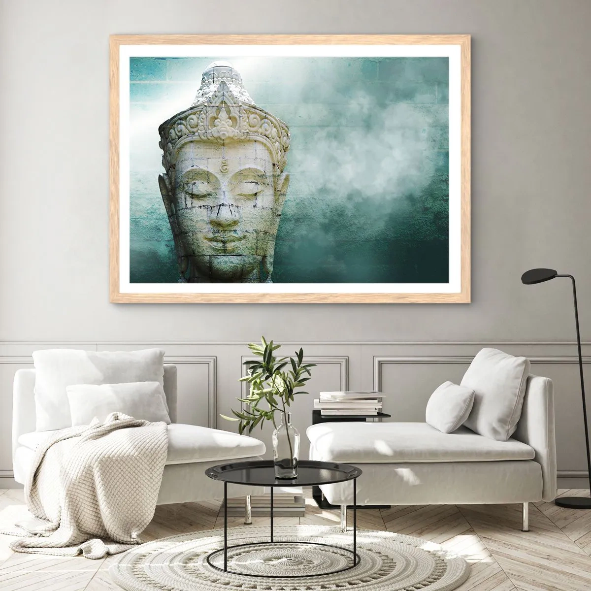 Plagát v ráme zo svetlého duba - Hľadajúc svetlo - 40x30 cm