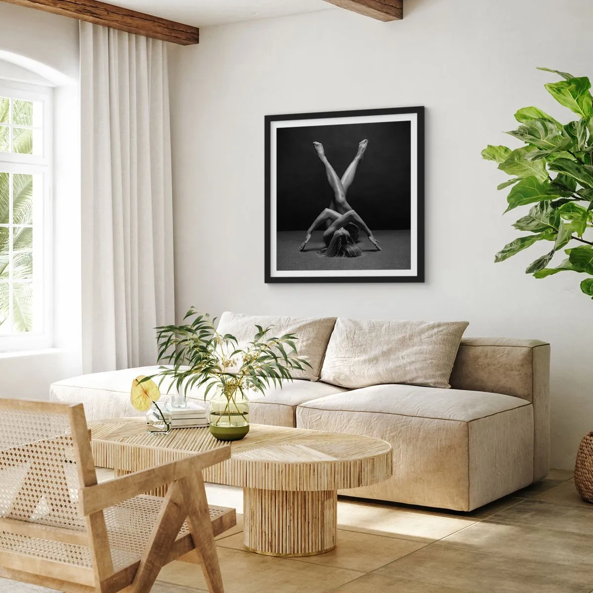 Plagát v čiernom ráme - Geometria nahoty - 50x50 cm