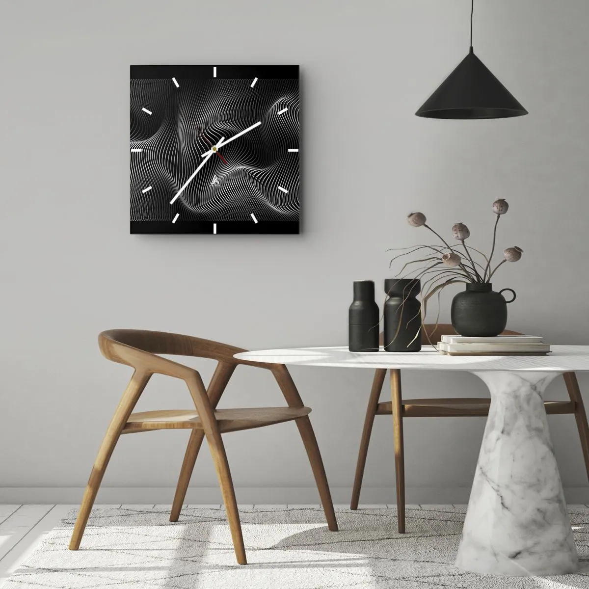 Nástenné hodiny - Tanec svetla v priestore - 40x40 cm
