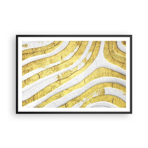 Plagát v čiernom ráme - Kompozícia v bielej a zlatej - 91x61 cm