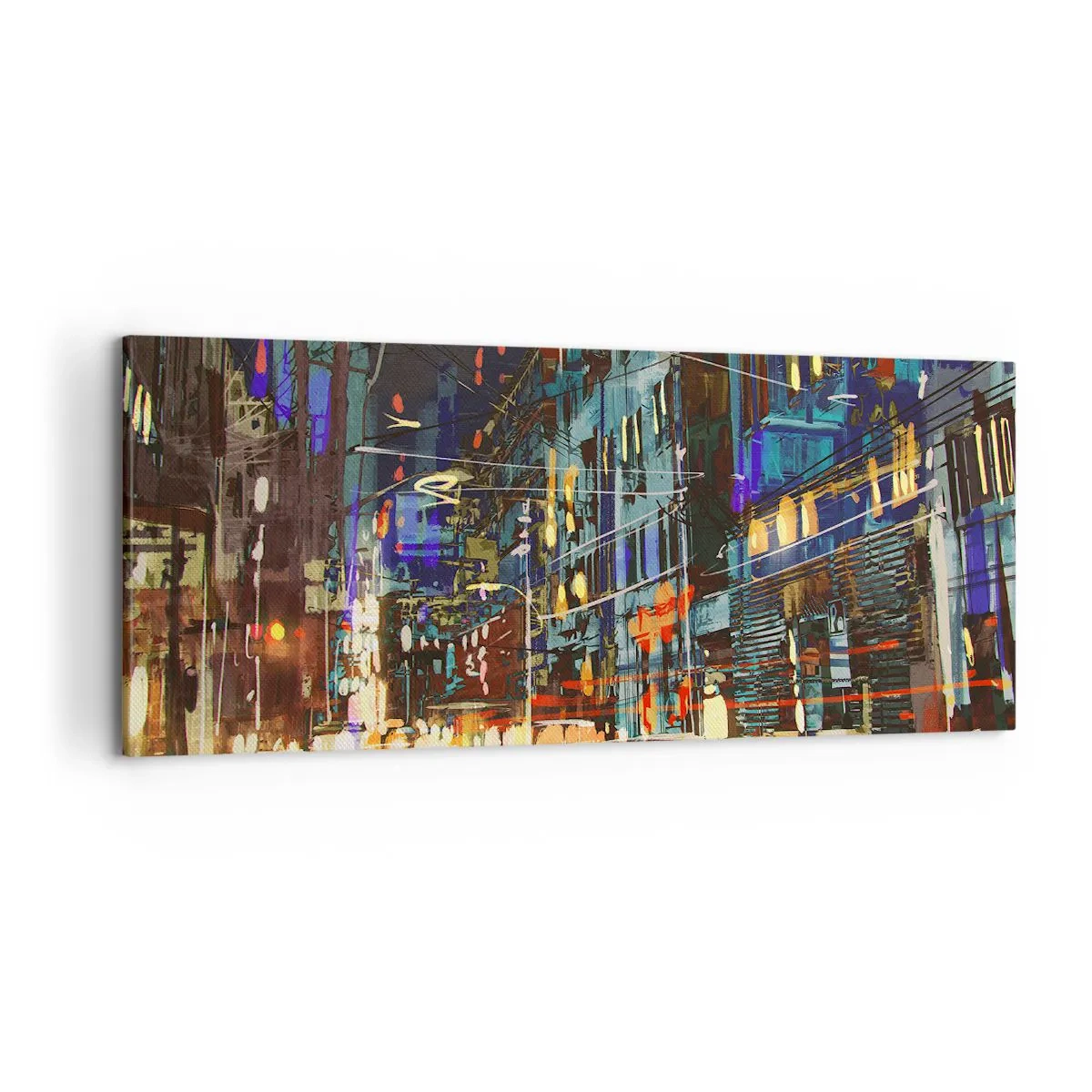 Obraz na plátne - Večerný pouličný ruch - 100x40 cm