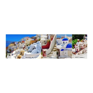 Vzorka fototapety Premium Canvas - Sen o gréckom lete - Architektúra, Krajina, Santorini - 100x30 cm