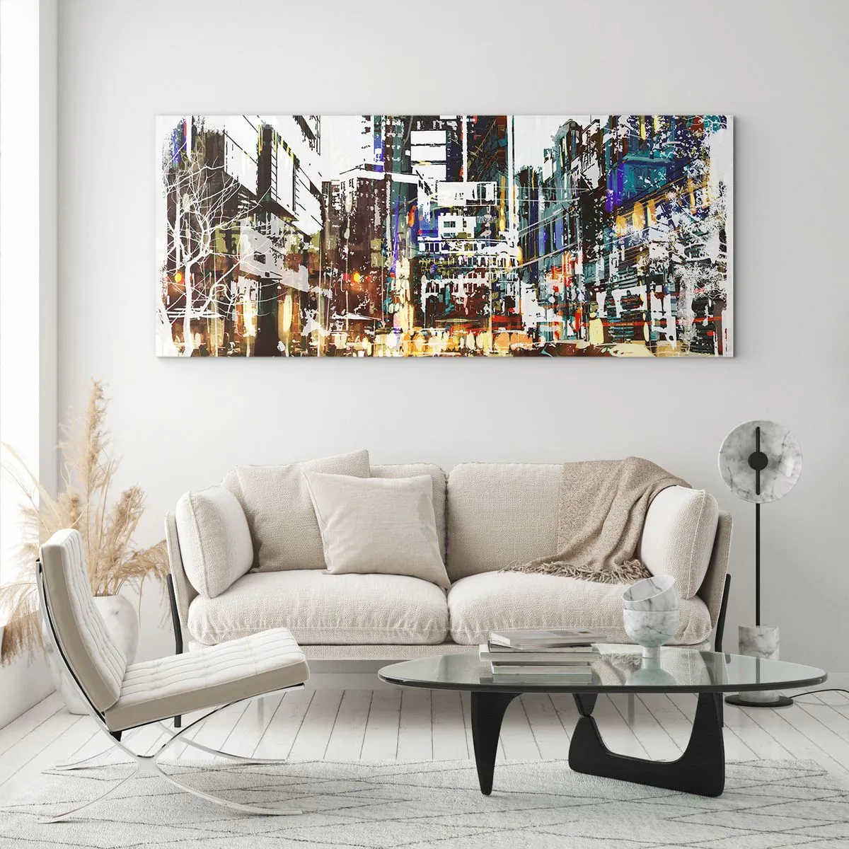 Obraz na skle - Trblietavé mesto - 100x40 cm