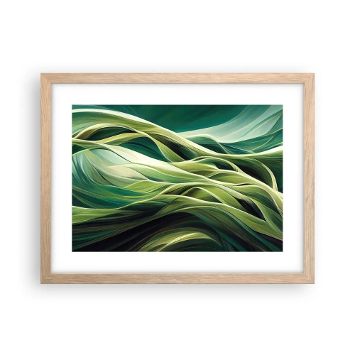Plagát v ráme zo svetlého duba - Abstraktná hra na zelenú - 40x30 cm