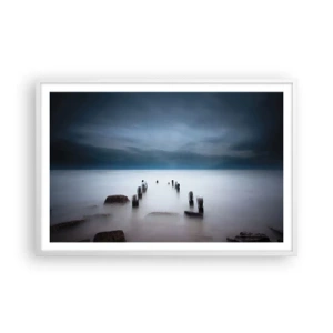 Plagát v bielom ráme - Zamyslené jazero - 91x61 cm