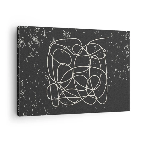 Obraz na plátne - Abstraktná čiara na čiernom pozadí s jemnými detailmi - 70x50cm - Túlanie myslí - Moderná nástenná dekorácia do obývacej izby a spálne ARTTOR