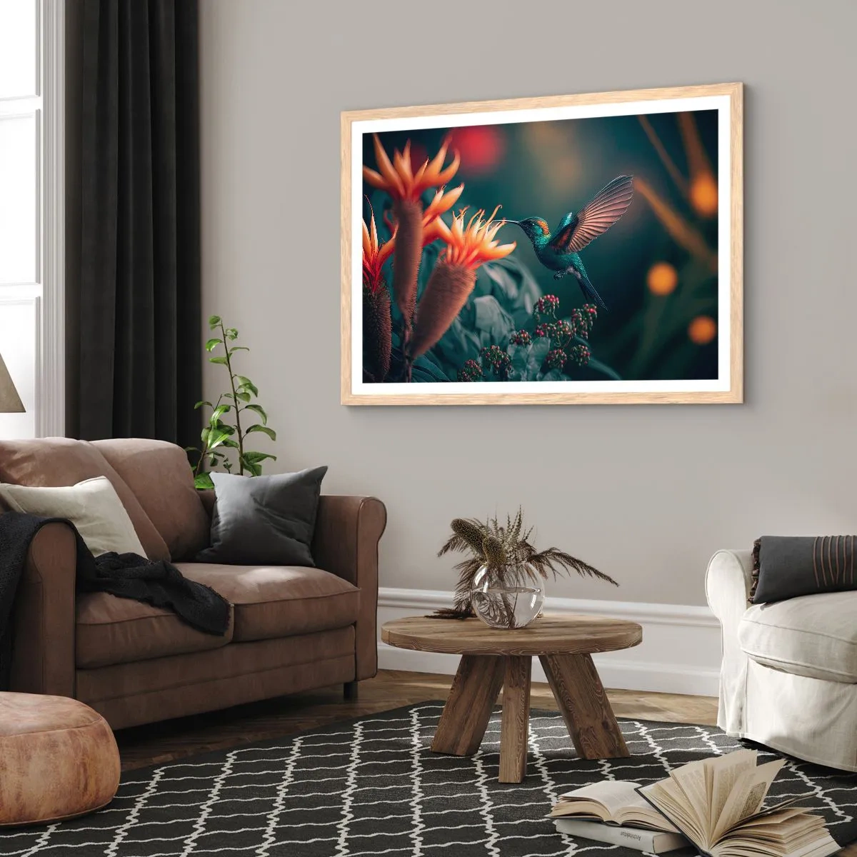 Plagát v ráme zo svetlého duba - Skutočne pestrý život - 91x61 cm