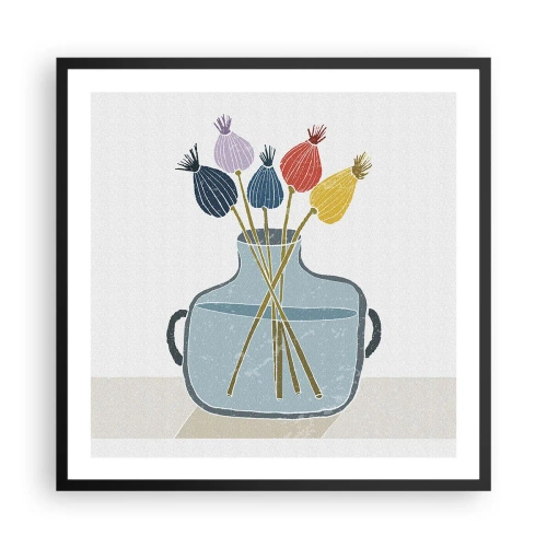 Plagát v čiernom ráme - Makové kvety - 60x60 cm