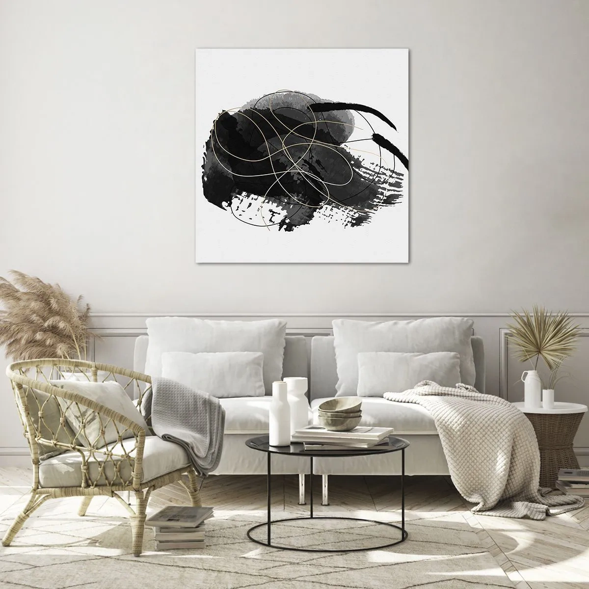 Obraz na skle - Upletené z čiernej - 70x70 cm