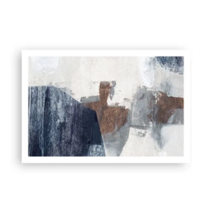 Plagát - Modro-hnedé tvary - 91x61 cm