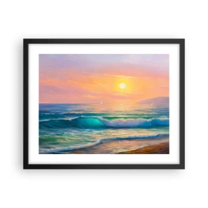 Plagát v čiernom ráme - Tyrkysová pieseň vĺn - 50x40 cm