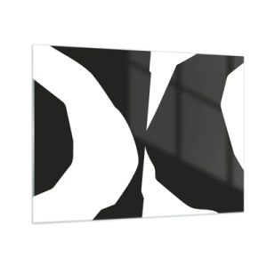 Obraz na skle - Čiernobiela grafická kompozícia v kontrastnom štýle pozitívneho a negatívneho - 70x50cm - Positive-negative - Moderná nástenná dekorácia do obývacej izby a spálne ARTTOR