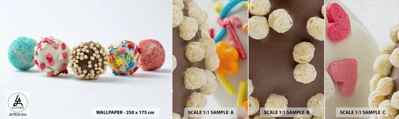 Vzorka fototapety Premium Canvas - Život môže byť sladký - Sladkosti, Cukríky, Farebné lízanky - 100x30 cm